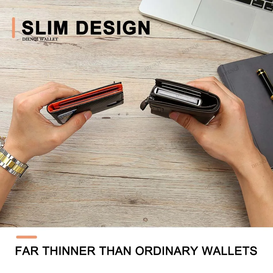 Carbon Fiber Wallet Men Rfid Slim Thin Credit Card Holder Man Wallets Minimalist Male Small Short Black Bi-fold Vallet Billfold