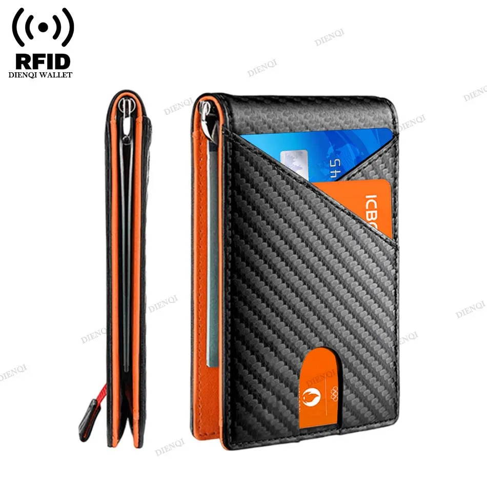 Carbon Fiber Wallet Men Rfid Slim Thin Credit Card Holder Man Wallets Minimalist Male Small Short Black Bi-fold Vallet Billfold