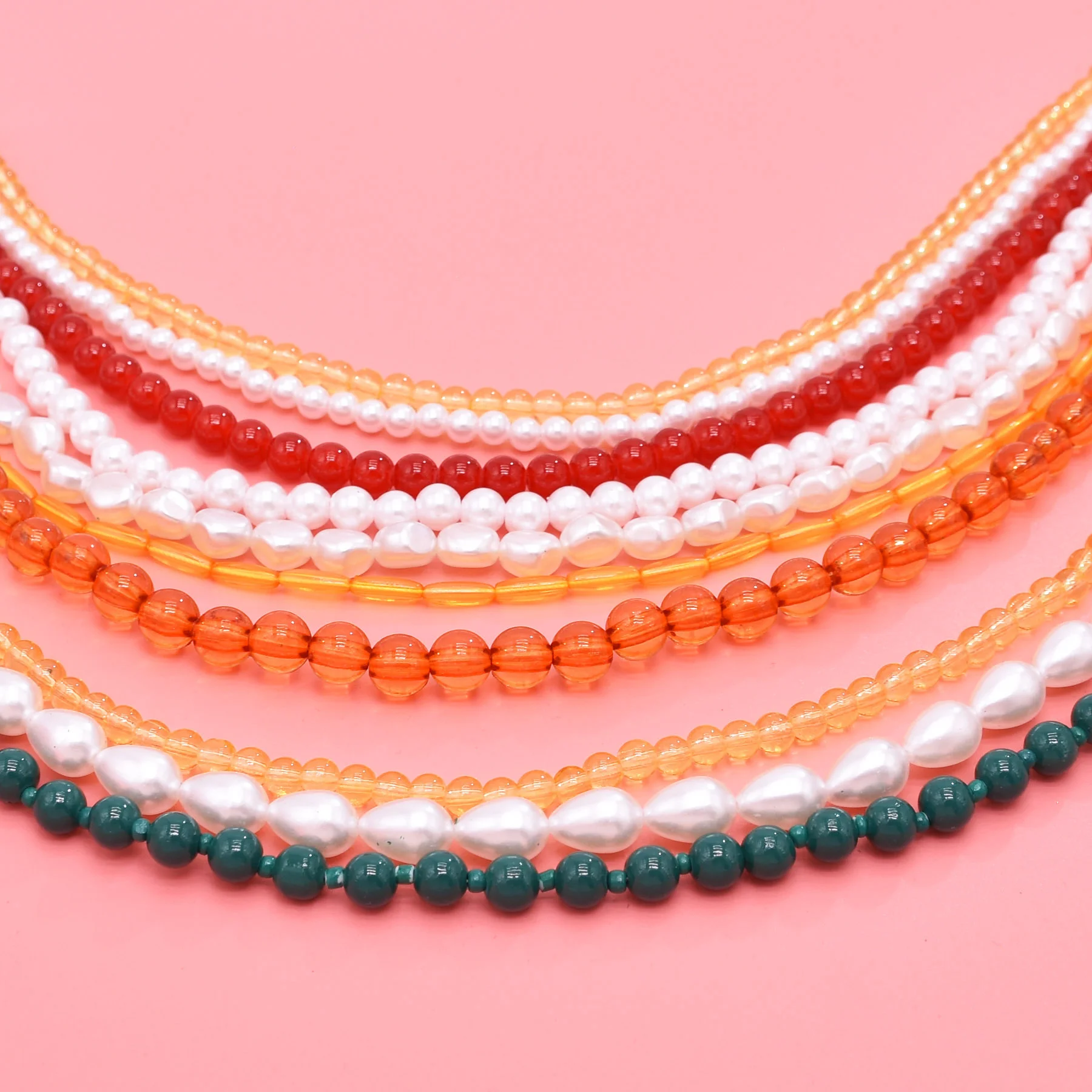 Colorful Natural Stacked Garnet Beads Chain Necklace Red Blue Stone Exaggerated Creative Multi-Layered Baroque Gravel Necklace