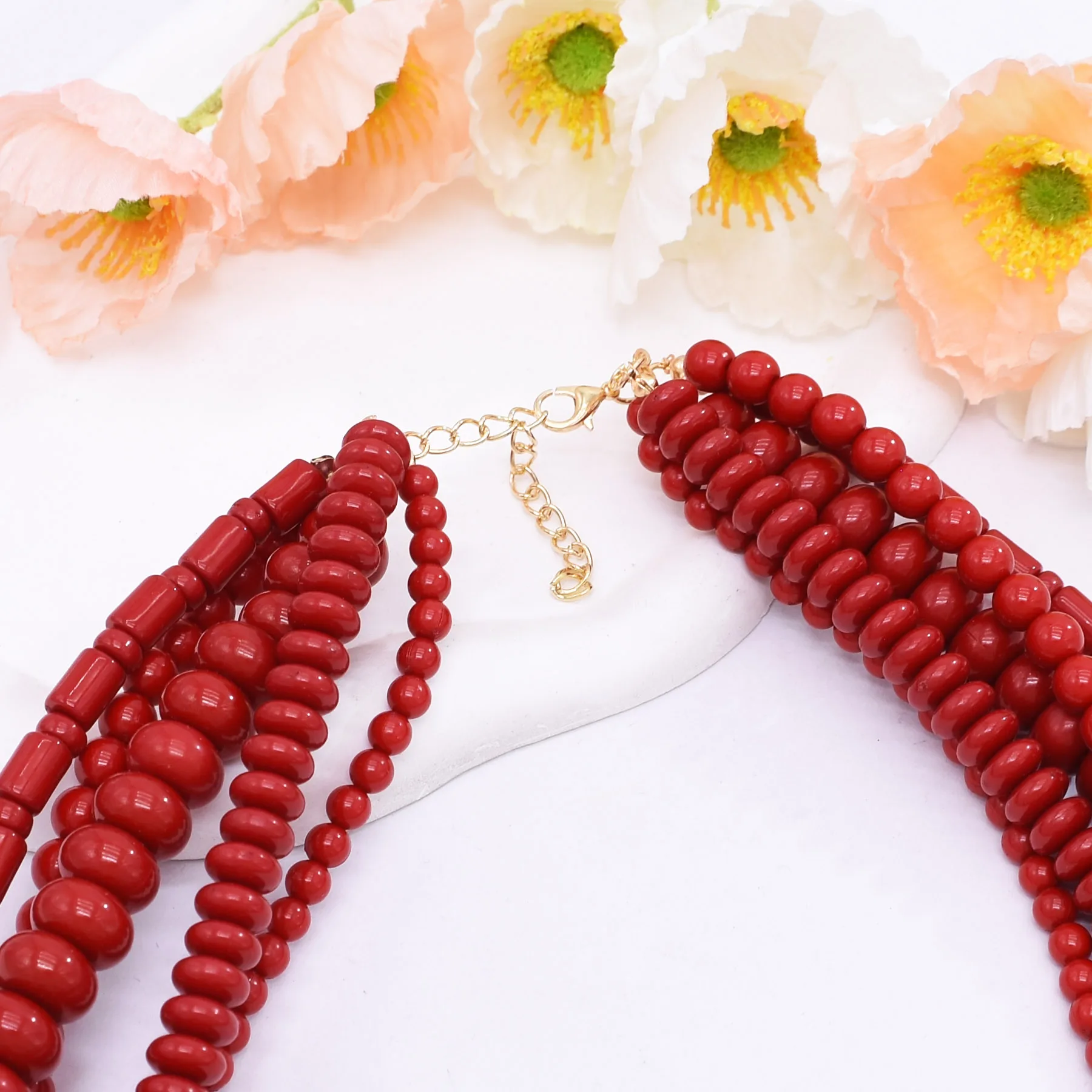 Colorful Natural Stacked Garnet Beads Chain Necklace Red Blue Stone Exaggerated Creative Multi-Layered Baroque Gravel Necklace