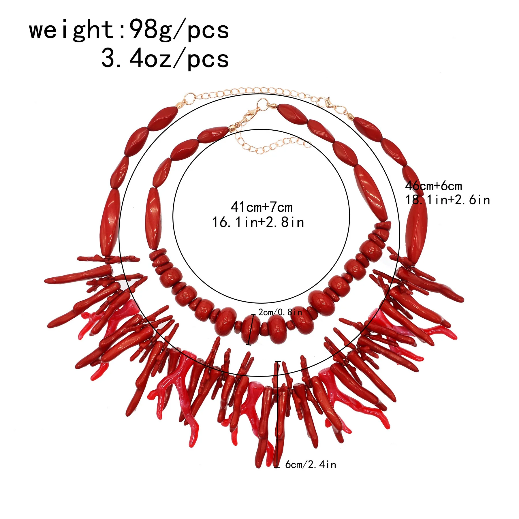 Colorful Natural Stacked Garnet Beads Chain Necklace Red Blue Stone Exaggerated Creative Multi-Layered Baroque Gravel Necklace