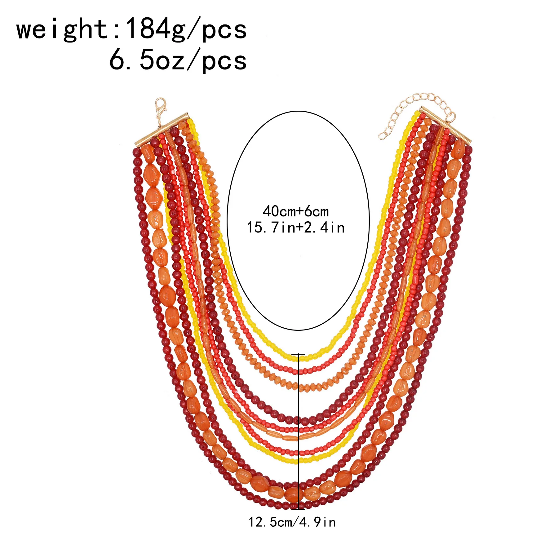 Colorful Natural Stacked Garnet Beads Chain Necklace Red Blue Stone Exaggerated Creative Multi-Layered Baroque Gravel Necklace