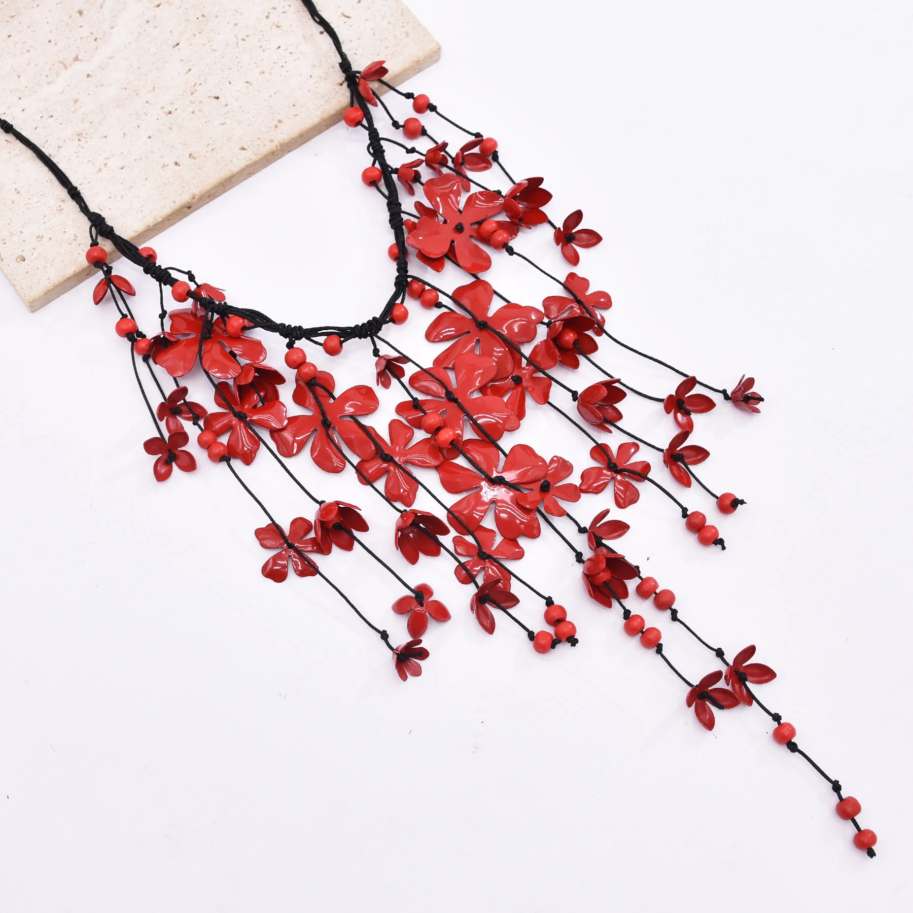 Colorful Natural Stacked Garnet Beads Chain Necklace Red Blue Stone Exaggerated Creative Multi-Layered Baroque Gravel Necklace