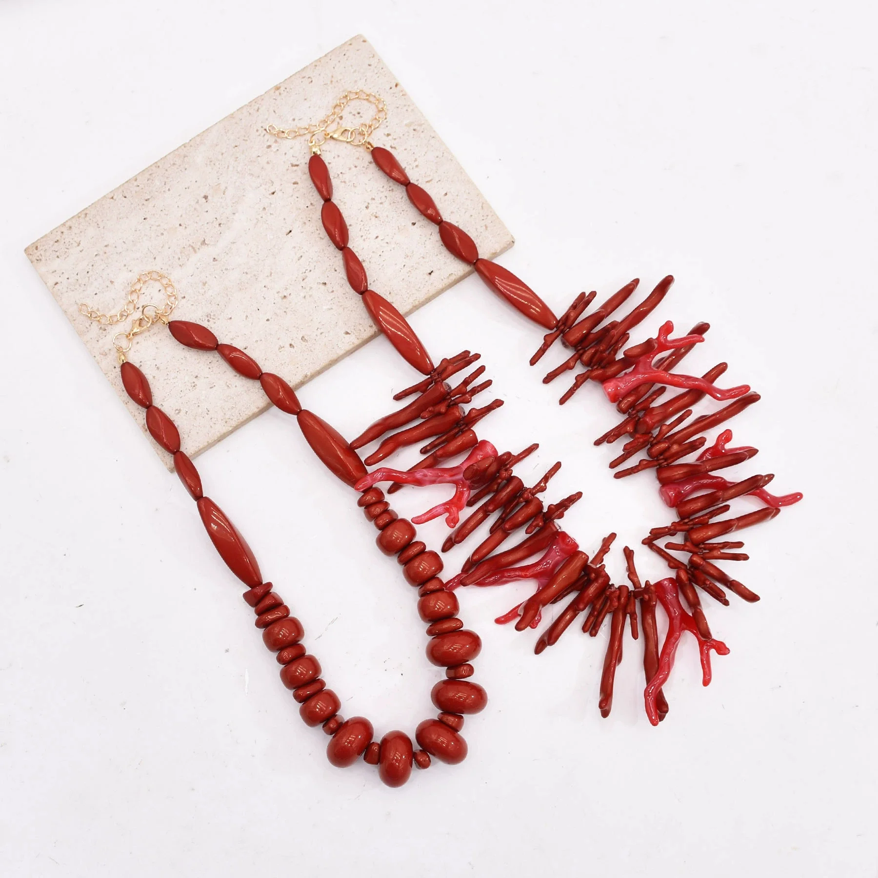 Colorful Natural Stacked Garnet Beads Chain Necklace Red Blue Stone Exaggerated Creative Multi-Layered Baroque Gravel Necklace