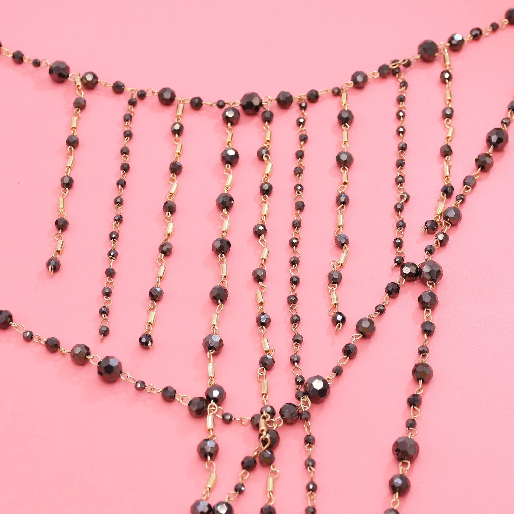 Colorful Natural Stacked Garnet Beads Chain Necklace Red Blue Stone Exaggerated Creative Multi-Layered Baroque Gravel Necklace