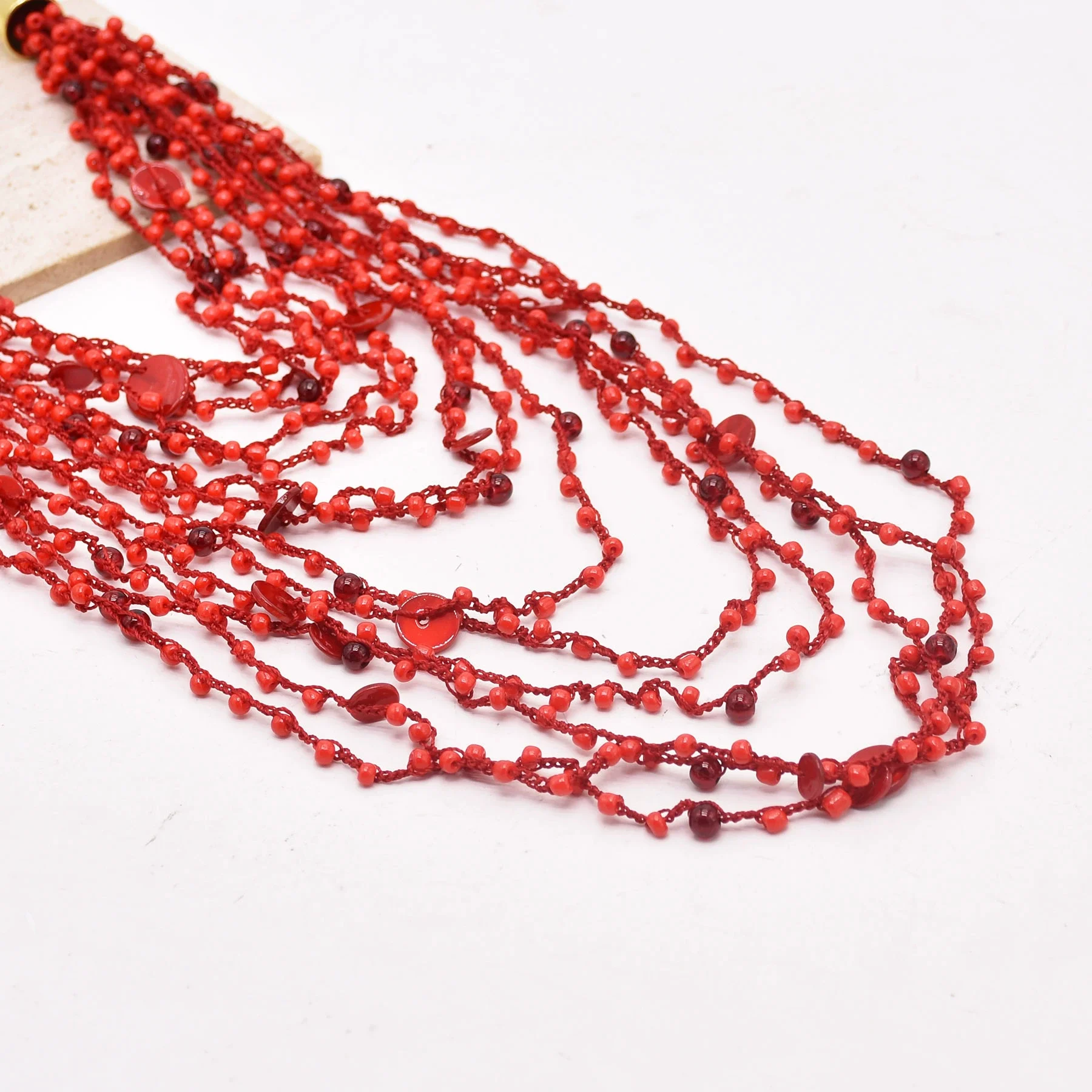 Colorful Natural Stacked Garnet Beads Chain Necklace Red Blue Stone Exaggerated Creative Multi-Layered Baroque Gravel Necklace