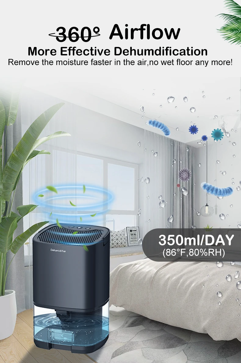 1000ml Capacity Moisture Dehumidifier Air Dryer Purifier Mute Anti-Mildew Air Dehumidifier For Office Kitchen Deodorizer Dryer