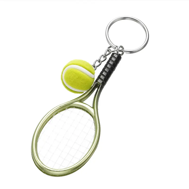12Pcs Simulated Mini Tennis Racket Keychain for Women Men Metal Car Keyring Backpack Ornament Accessories Sports Souvenirs Gifts
