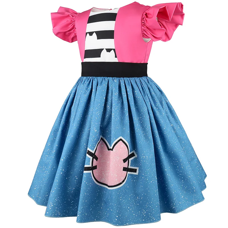 Baby Girls Cartoon Cat Mesh Dresses with Headband Party Halloween Christmas Children Doll Cosplay playhouse 2PCS Cosplay Costume