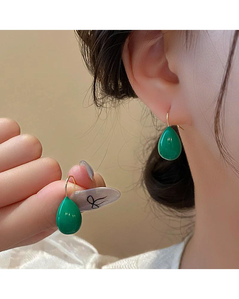 MM Colorful Enamel Water Drop Earrings Summer Y2K Stainless Steel Fashion Sweet Multiple Color Waterproof Jewelry Wholesale