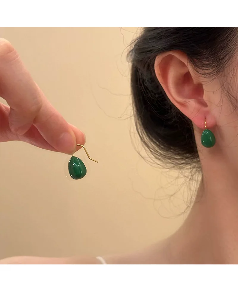 MM Colorful Enamel Water Drop Earrings Summer Y2K Stainless Steel Fashion Sweet Multiple Color Waterproof Jewelry Wholesale