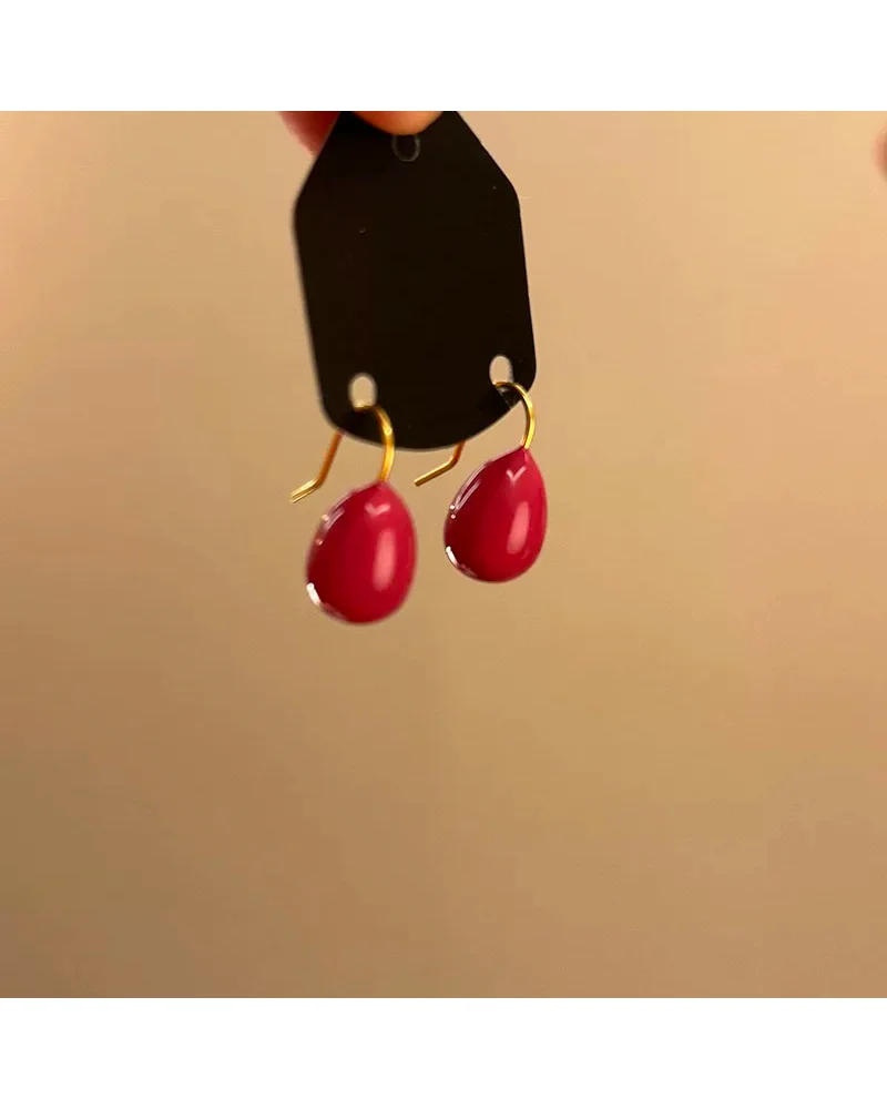 MM Colorful Enamel Water Drop Earrings Summer Y2K Stainless Steel Fashion Sweet Multiple Color Waterproof Jewelry Wholesale