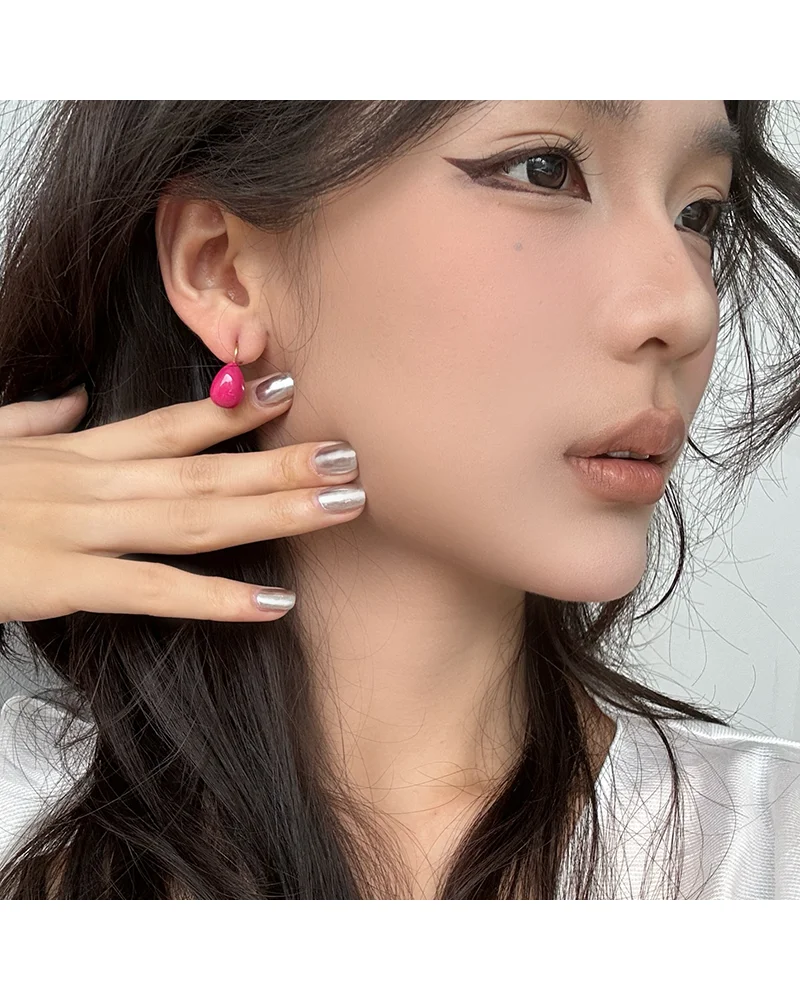 MM Colorful Enamel Water Drop Earrings Summer Y2K Stainless Steel Fashion Sweet Multiple Color Waterproof Jewelry Wholesale