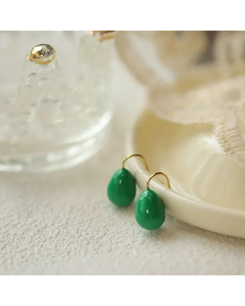 MM Colorful Enamel Water Drop Earrings Summer Y2K Stainless Steel Fashion Sweet Multiple Color Waterproof Jewelry Wholesale