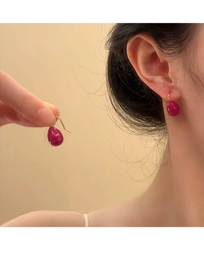 MM Colorful Enamel Water Drop Earrings Summer Y2K Stainless Steel Fashion Sweet Multiple Color Waterproof Jewelry Wholesale