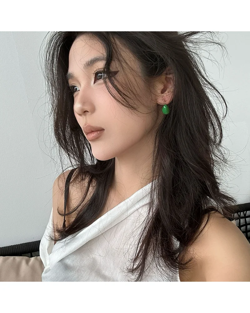 MM Colorful Enamel Water Drop Earrings Summer Y2K Stainless Steel Fashion Sweet Multiple Color Waterproof Jewelry Wholesale