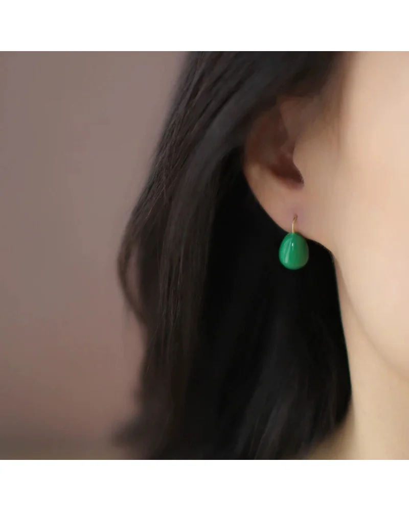MM Colorful Enamel Water Drop Earrings Summer Y2K Stainless Steel Fashion Sweet Multiple Color Waterproof Jewelry Wholesale