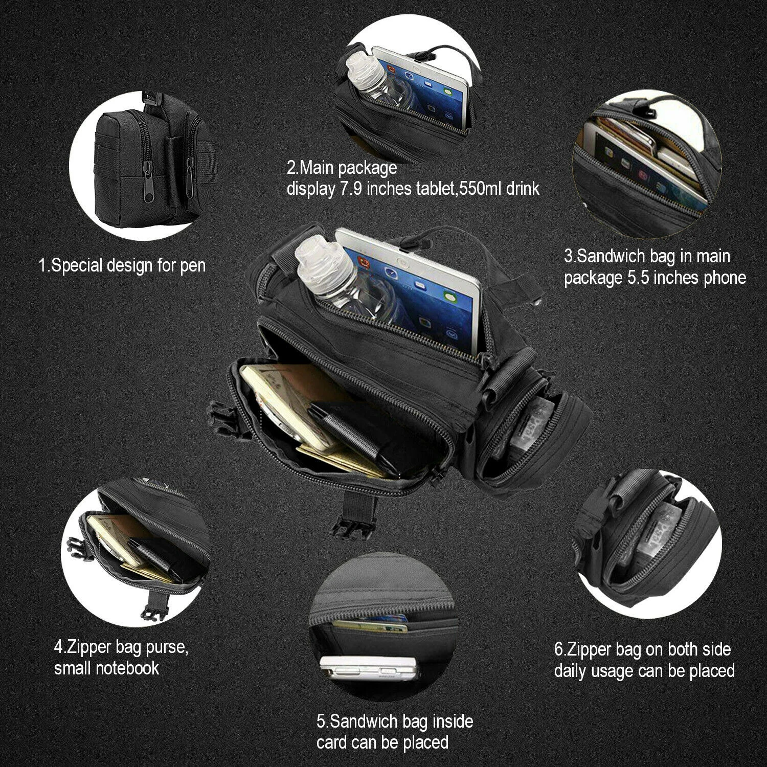 Outdoor Fanny Pack Waist Bag Belt Sling Shoulder Bag Camera Waist Bags