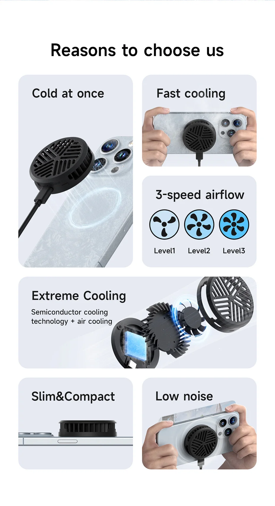 Hagibis Magnetic Cell Phone Cooler Universal Cooling Fan Portable Mobile Phone Radiator for iPhone 17 Pro Gaming Live Streaming