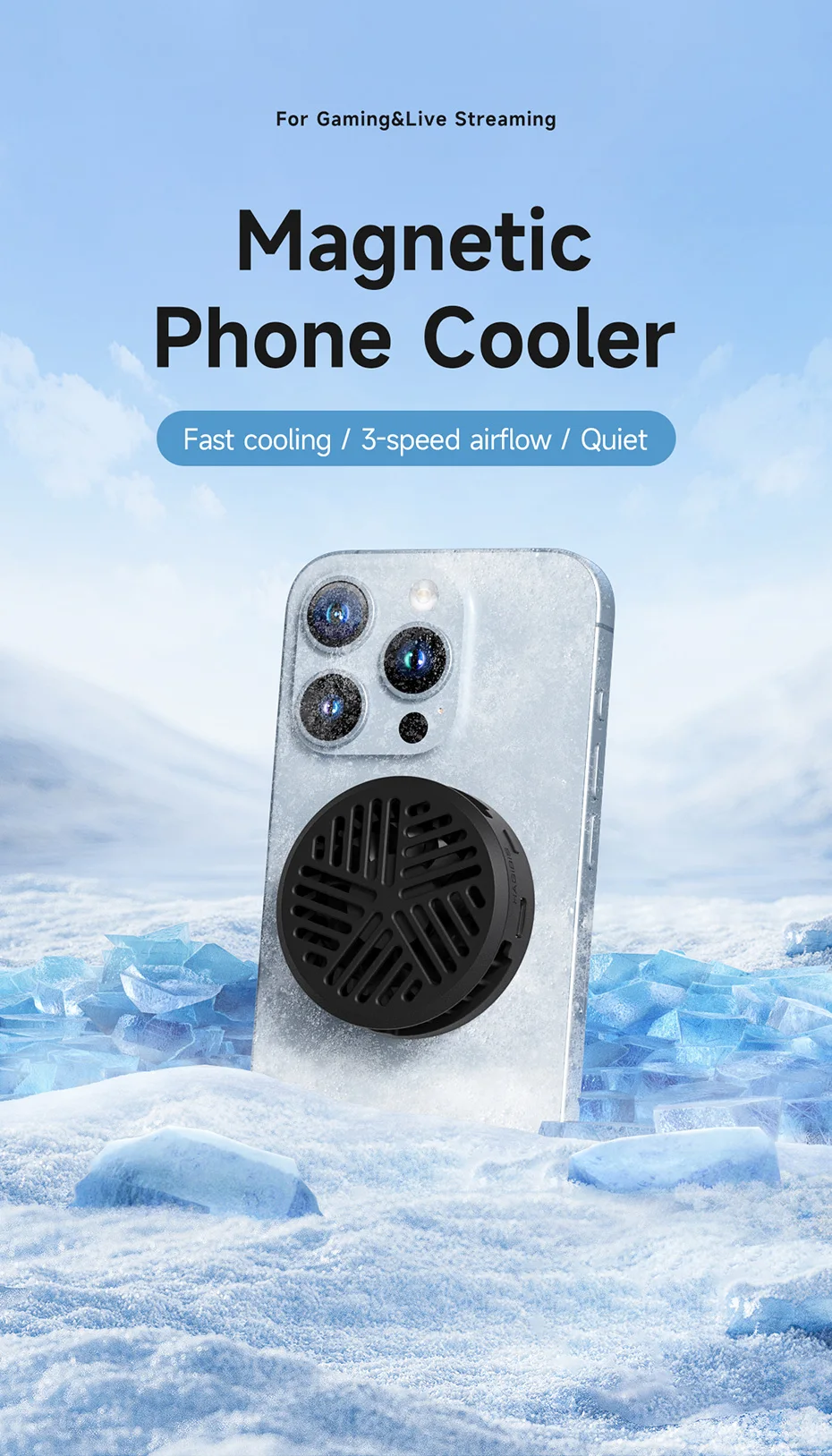 Hagibis Magnetic Cell Phone Cooler Universal Cooling Fan Portable Mobile Phone Radiator for iPhone 17 Pro Gaming Live Streaming