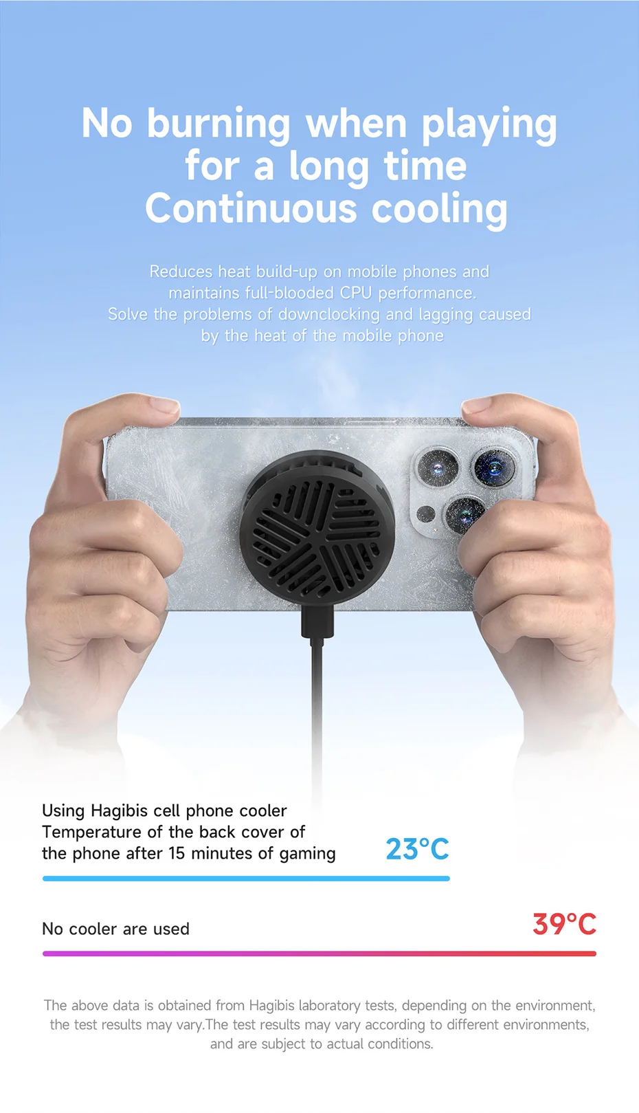Hagibis Magnetic Cell Phone Cooler Universal Cooling Fan Portable Mobile Phone Radiator for iPhone 17 Pro Gaming Live Streaming