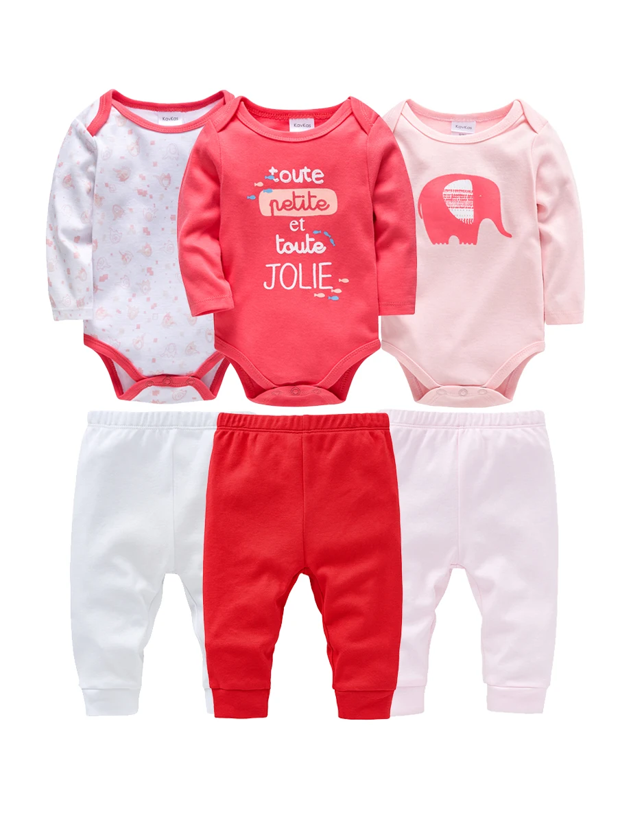 6 Pcs Baby Clothes Boys Romper Long Sleeve Bodysuit Trousers Baby Clothing Sets Onesize and Pants Suit Newborn Gift