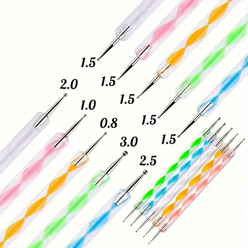 20Pcs Nail Art Brush Design Tip Painting Drawing Carving Dotting Pen FlatFan Liner Acrylic Gel UV Polish Manicure Tools