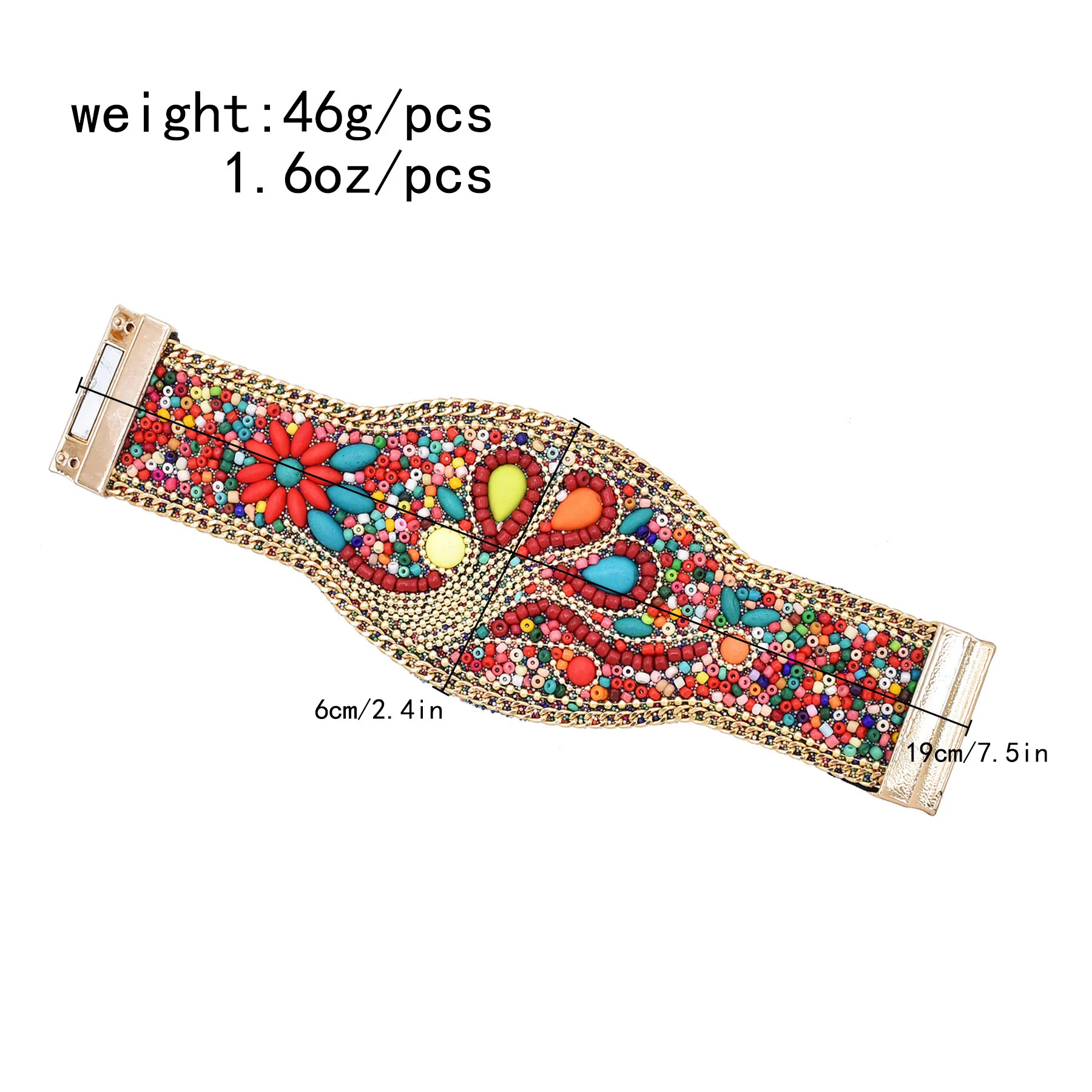 Handmade Bohemian Beads Shell Turquoise Bracelet For Women Evil Eye Wide Ethnic Style Magnet Jewelry Gift Colorful Accessory