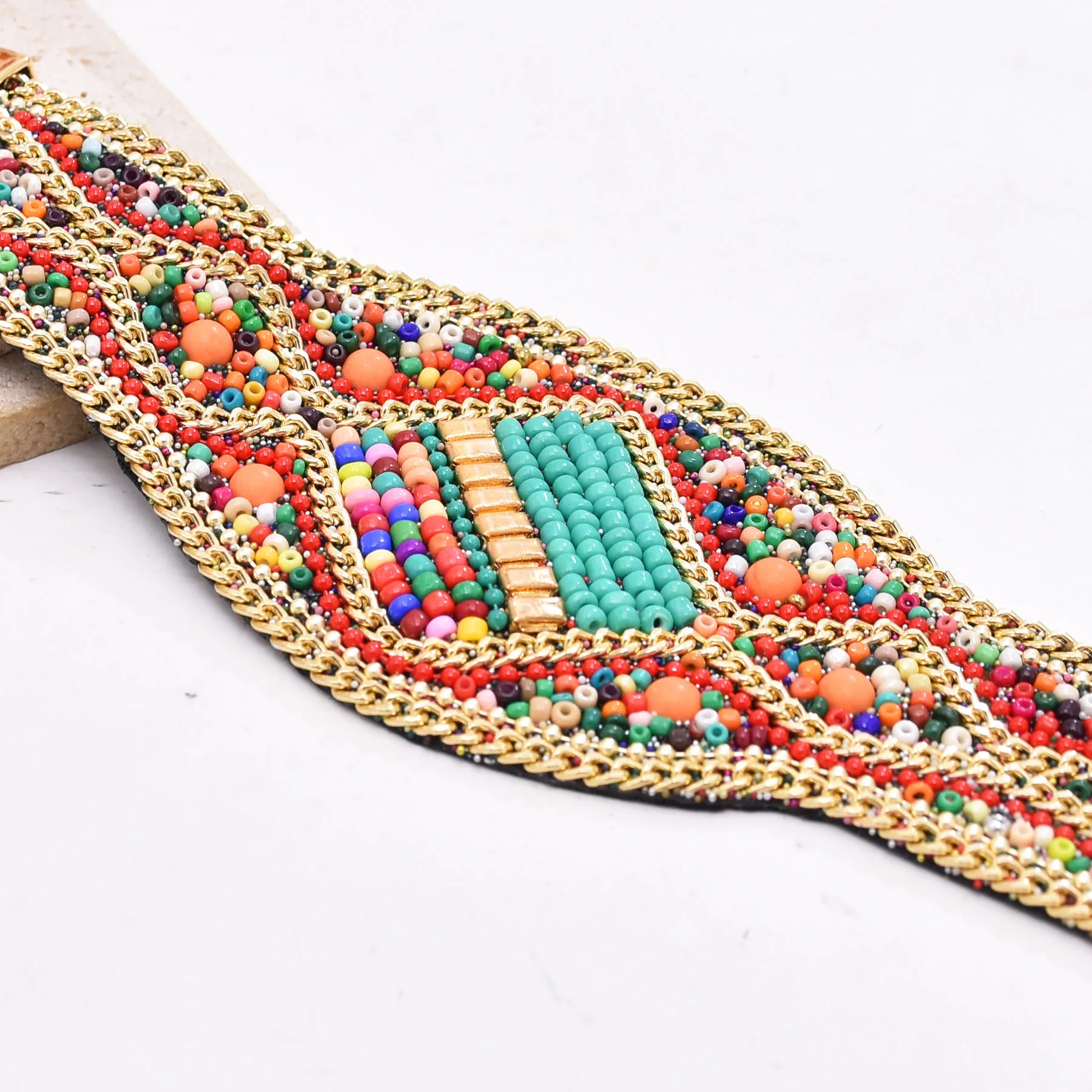 Handmade Bohemian Beads Shell Turquoise Bracelet For Women Evil Eye Wide Ethnic Style Magnet Jewelry Gift Colorful Accessory