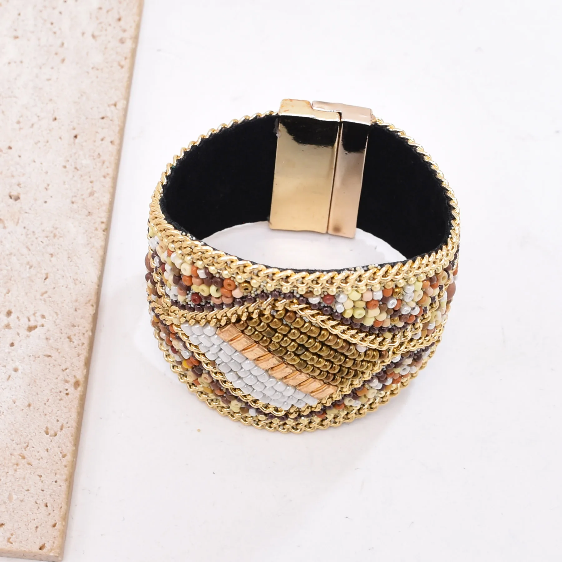 Handmade Bohemian Beads Shell Turquoise Bracelet For Women Evil Eye Wide Ethnic Style Magnet Jewelry Gift Colorful Accessory