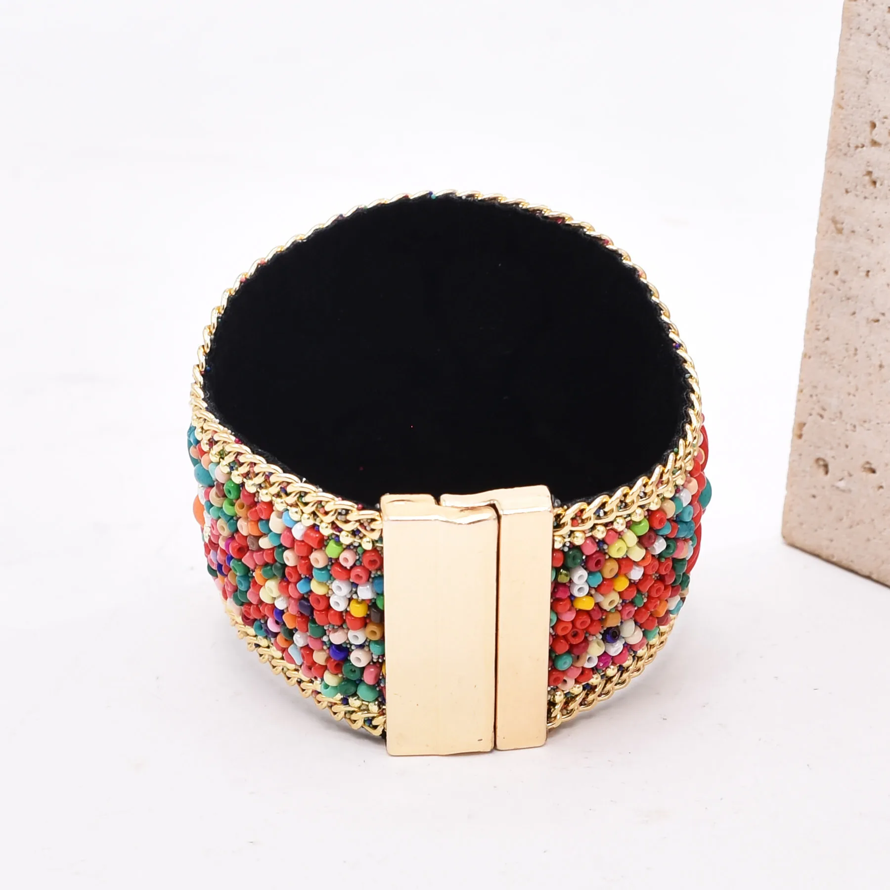 Handmade Bohemian Beads Shell Turquoise Bracelet For Women Evil Eye Wide Ethnic Style Magnet Jewelry Gift Colorful Accessory