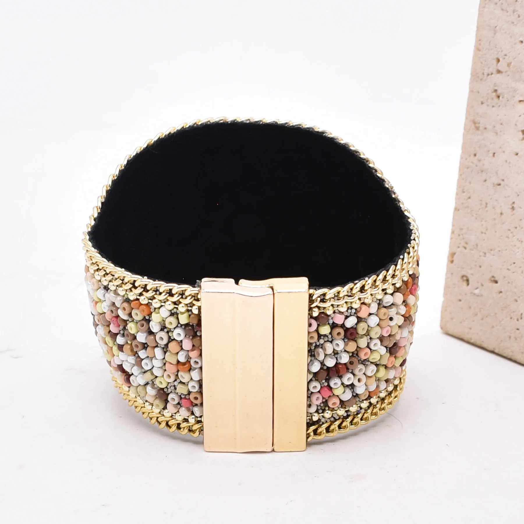 Handmade Bohemian Beads Shell Turquoise Bracelet For Women Evil Eye Wide Ethnic Style Magnet Jewelry Gift Colorful Accessory