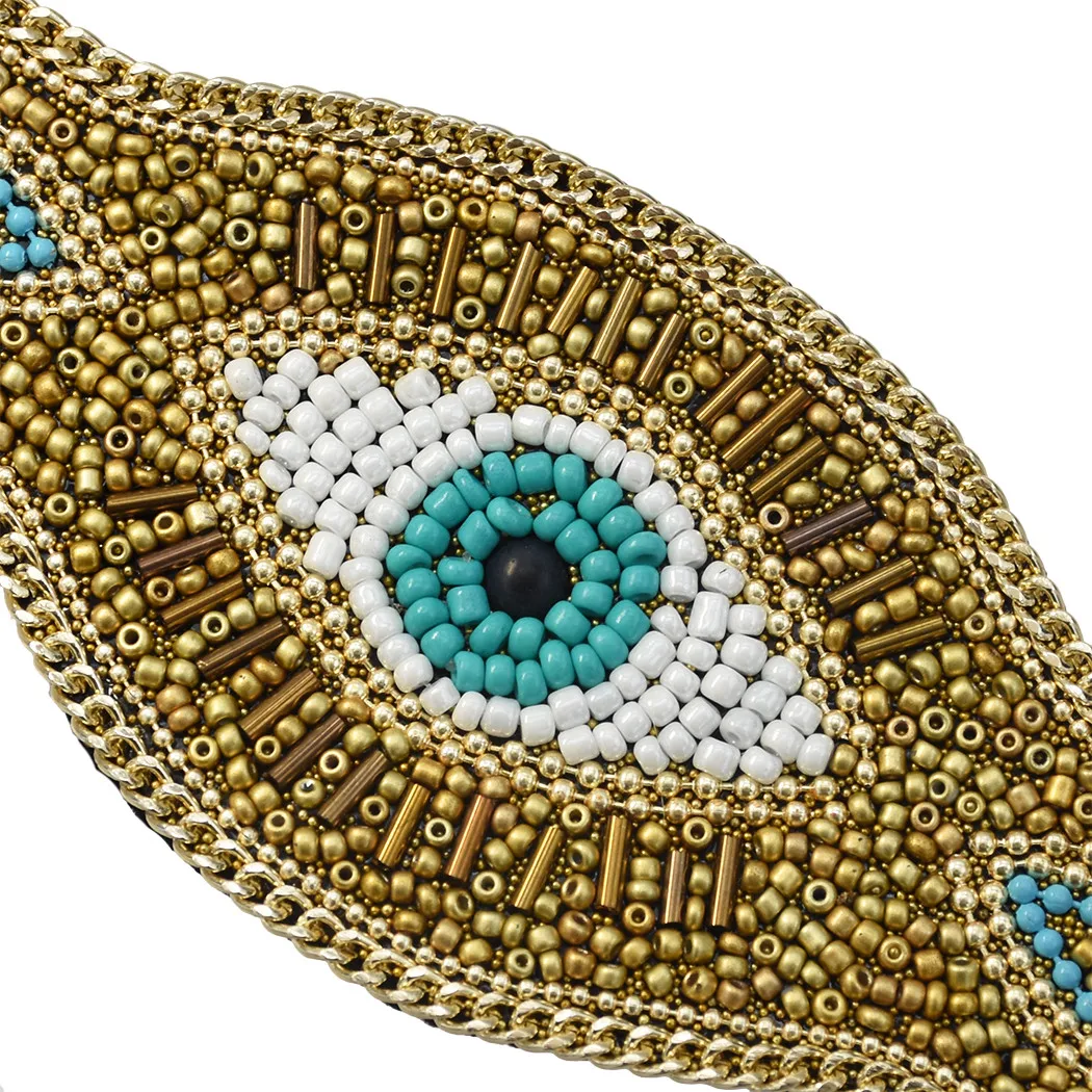 Handmade Bohemian Beads Shell Turquoise Bracelet For Women Evil Eye Wide Ethnic Style Magnet Jewelry Gift Colorful Accessory