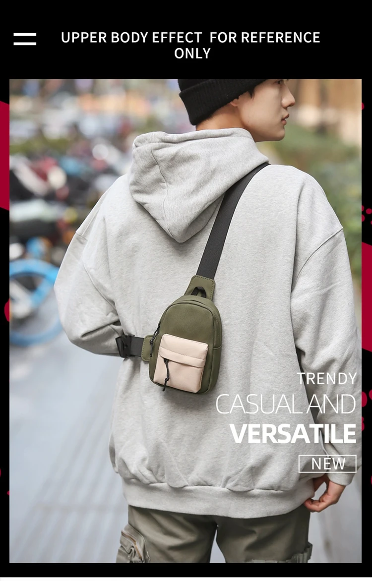 Trendy Contrasting Mini Chest Bag for Men Fashion Nylon Men's Lightweight Crossbody Bag Unisex Casual Street Phone Sling Bags