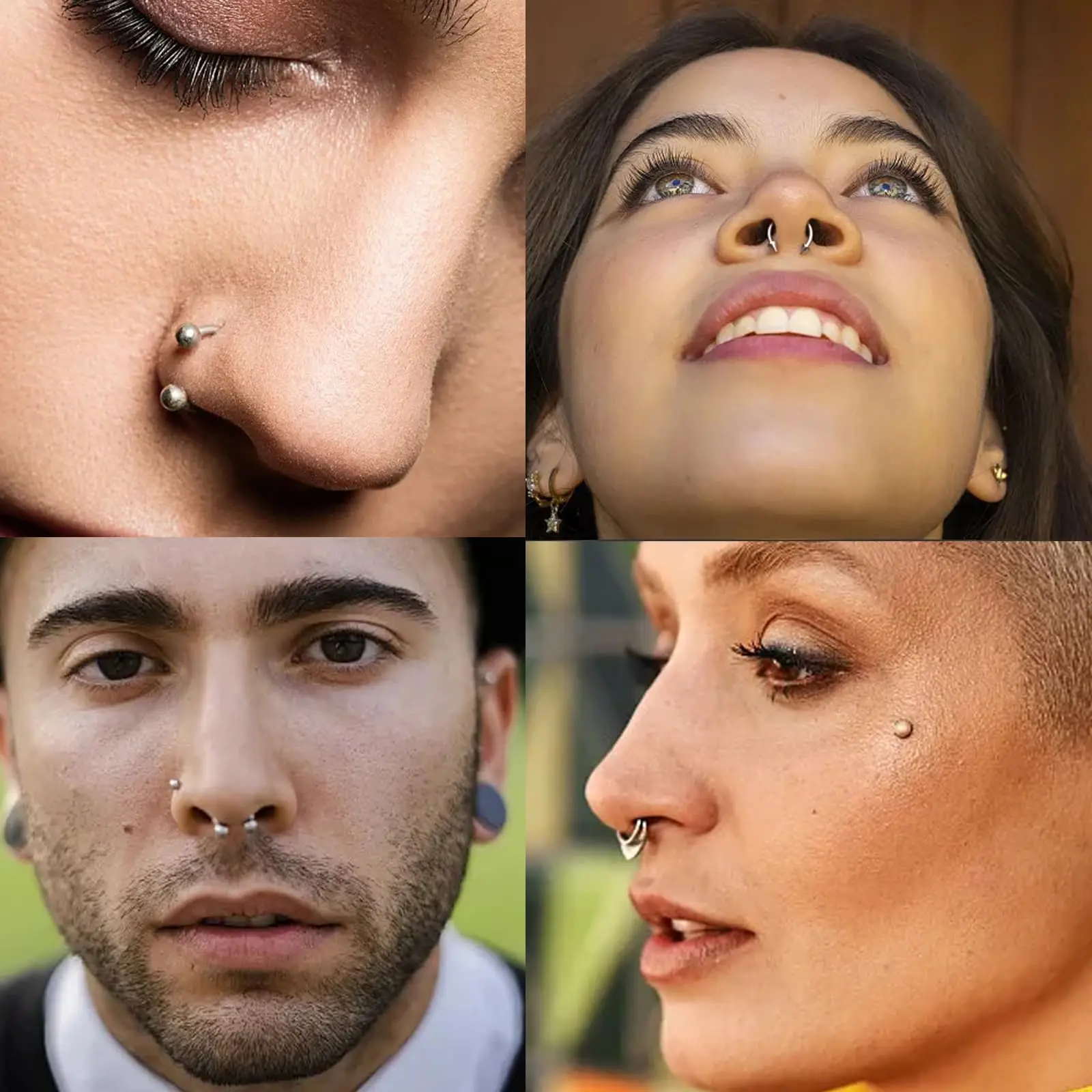 8Pcs Septum Piercing Jewelry Kit Nose Cartilage Tragus Piercing Gun Professional Tools Hollow Needle Piercer Clamps