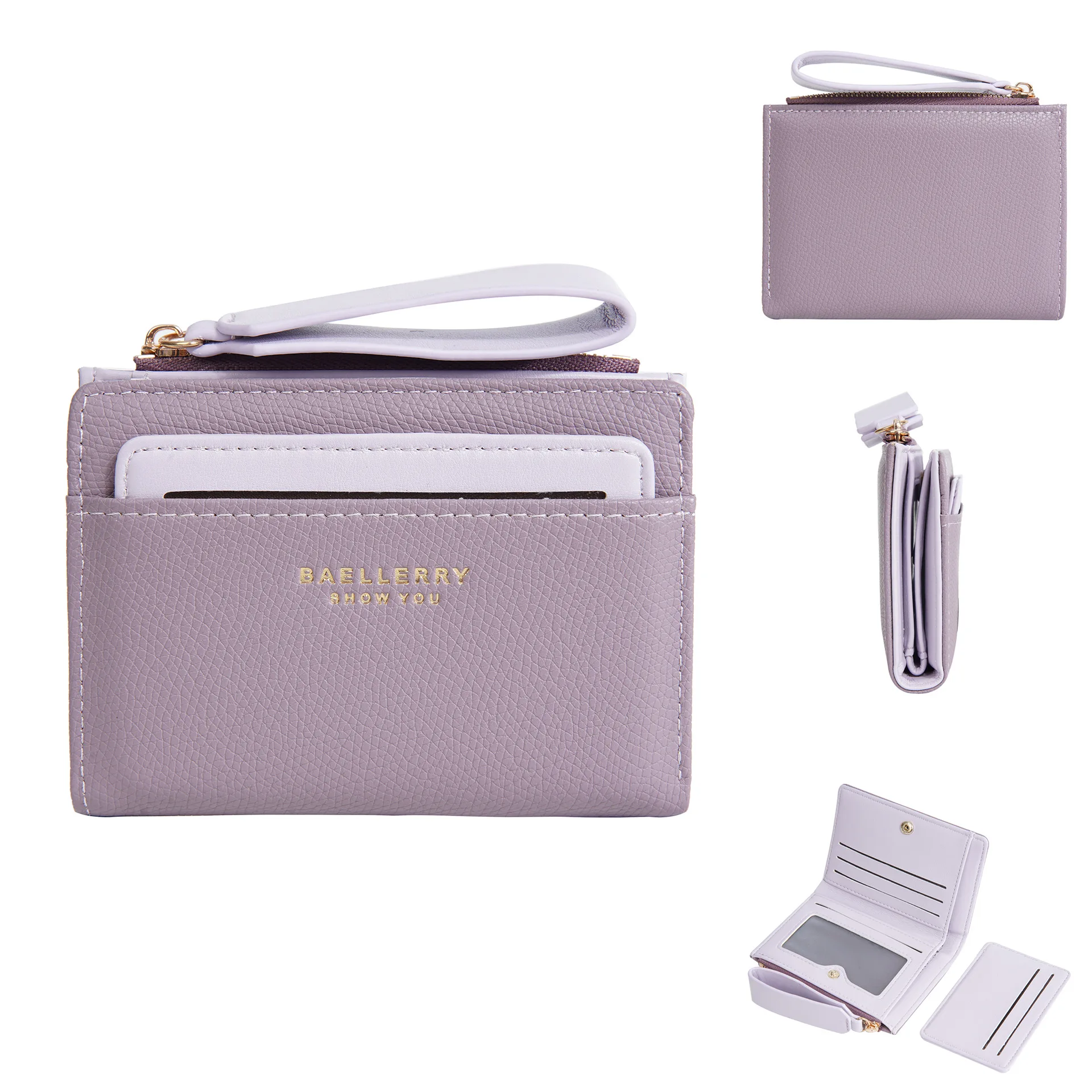 New Colorblock Bifold Zipper Buckle Coin Purse New Hand Women's Short Wallet Fashion Multi-slot Card Holder