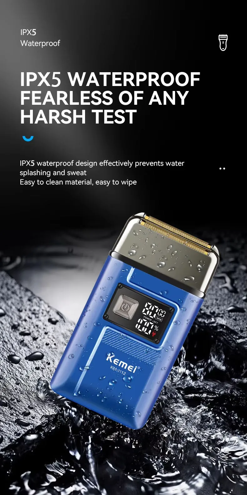 Kemei Hair Clipper Kit for Men 10W Big Power 9000RPM KM-1763 KM-264 Rechargeable Trimmers KM-1112 Professional Electric Shaver