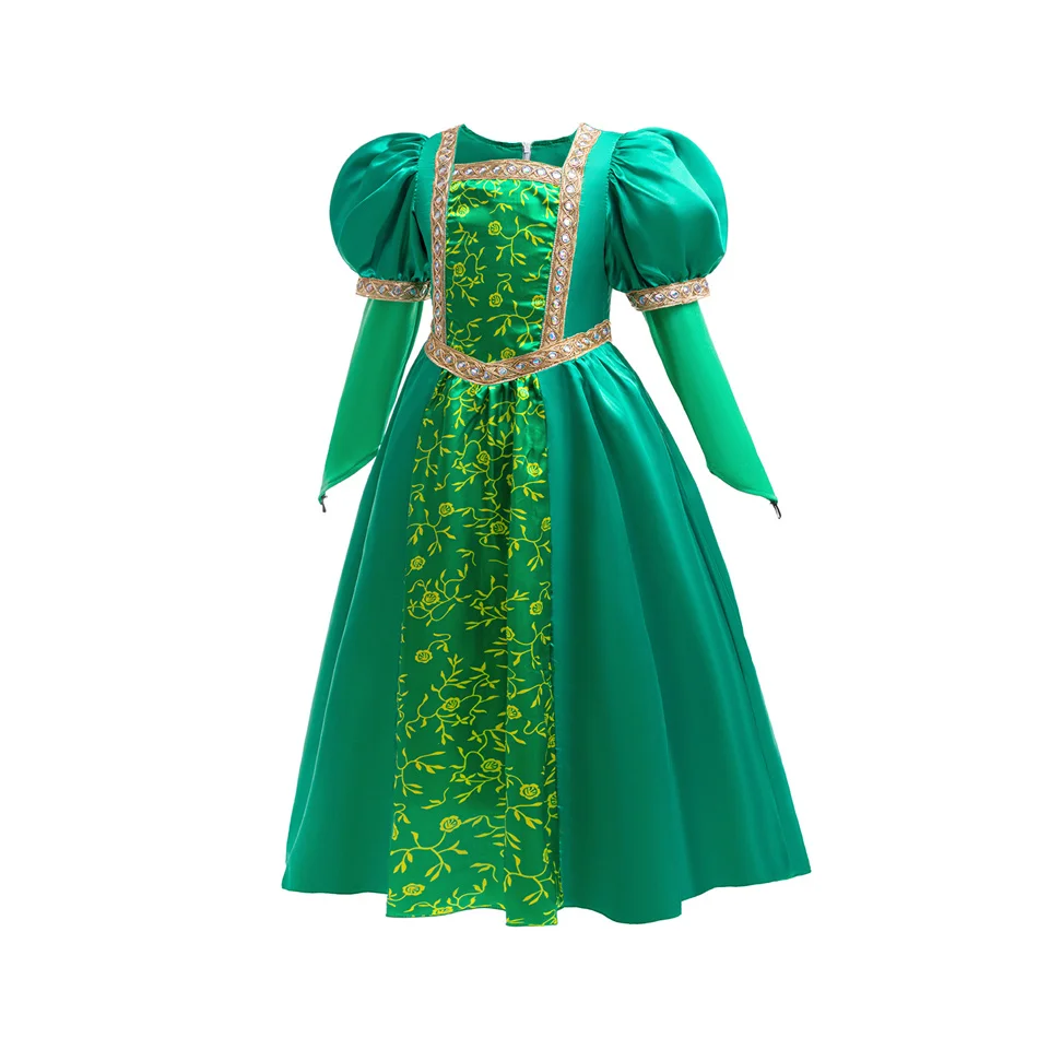 New Princess Fiona Cosplay Girl Dress Children Animation Movie Shrek The Monsters Costume Halloween Cosplay Clothes 3-10Y