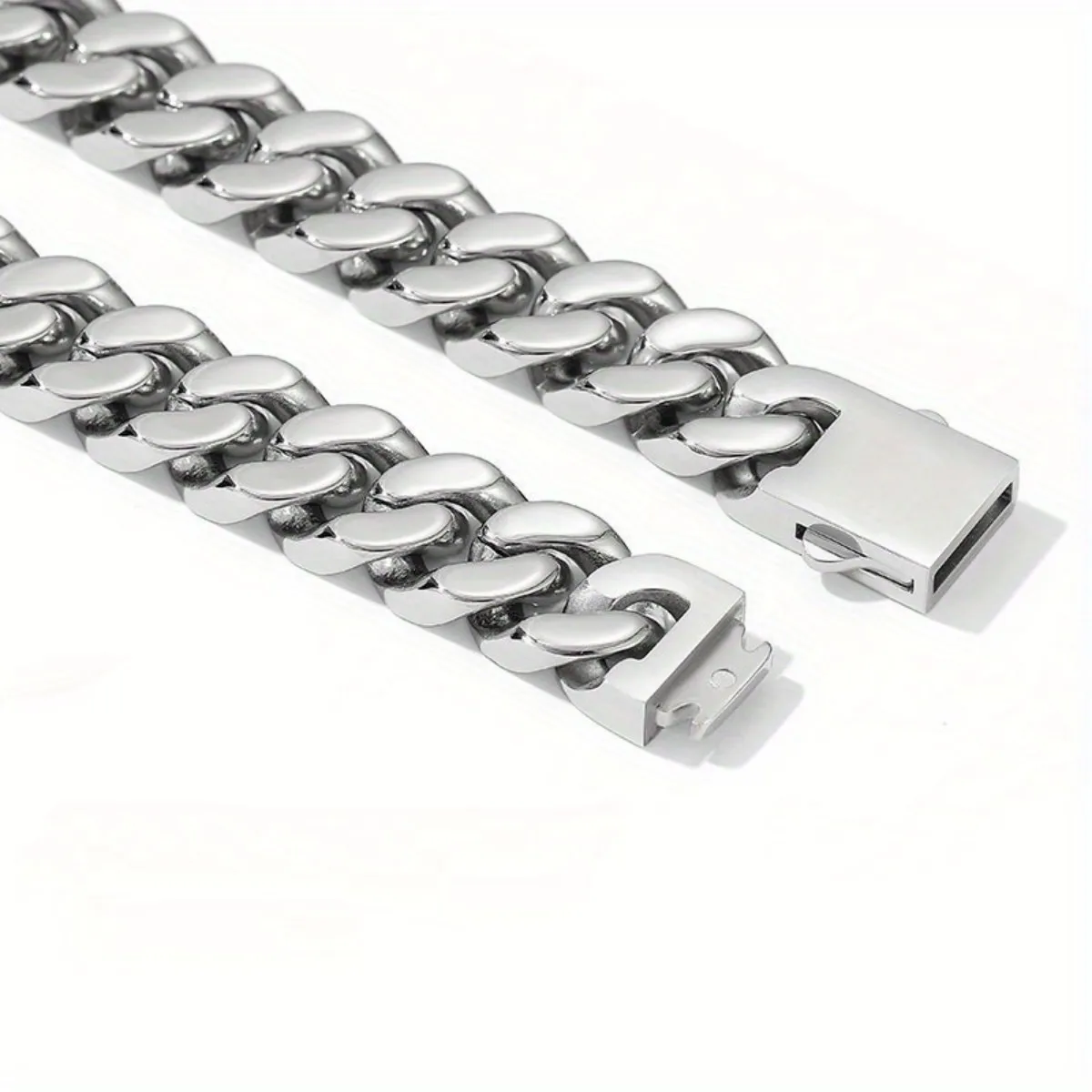 Europe and the United States hip-hop style stainless steel Cuban buckle necklace fashion retro minimalist punk men's necklace
