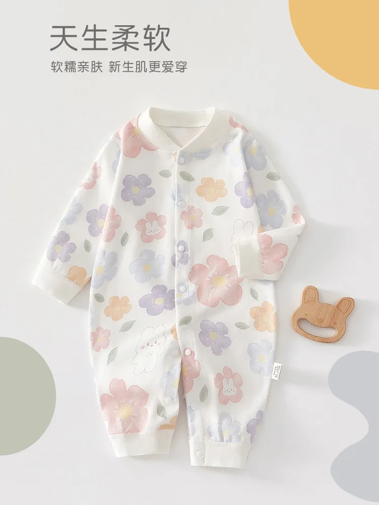 AYNIGIELL Spring & Autumn 0-12 Months Baby Jumpsuits, 100% Cotton Long Sleeve Clothes, Soft Newborn Rompers for Girls & Boys.