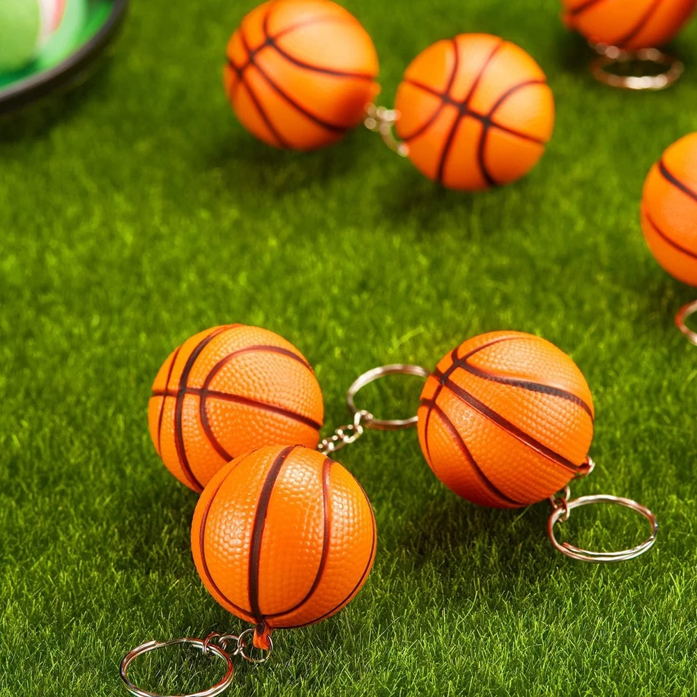 12-24Pcs Basketball Ball Keychain Sports Keychain Creative Mini Keychain Backpack Pendant Car Accessories Gift Sports Theme