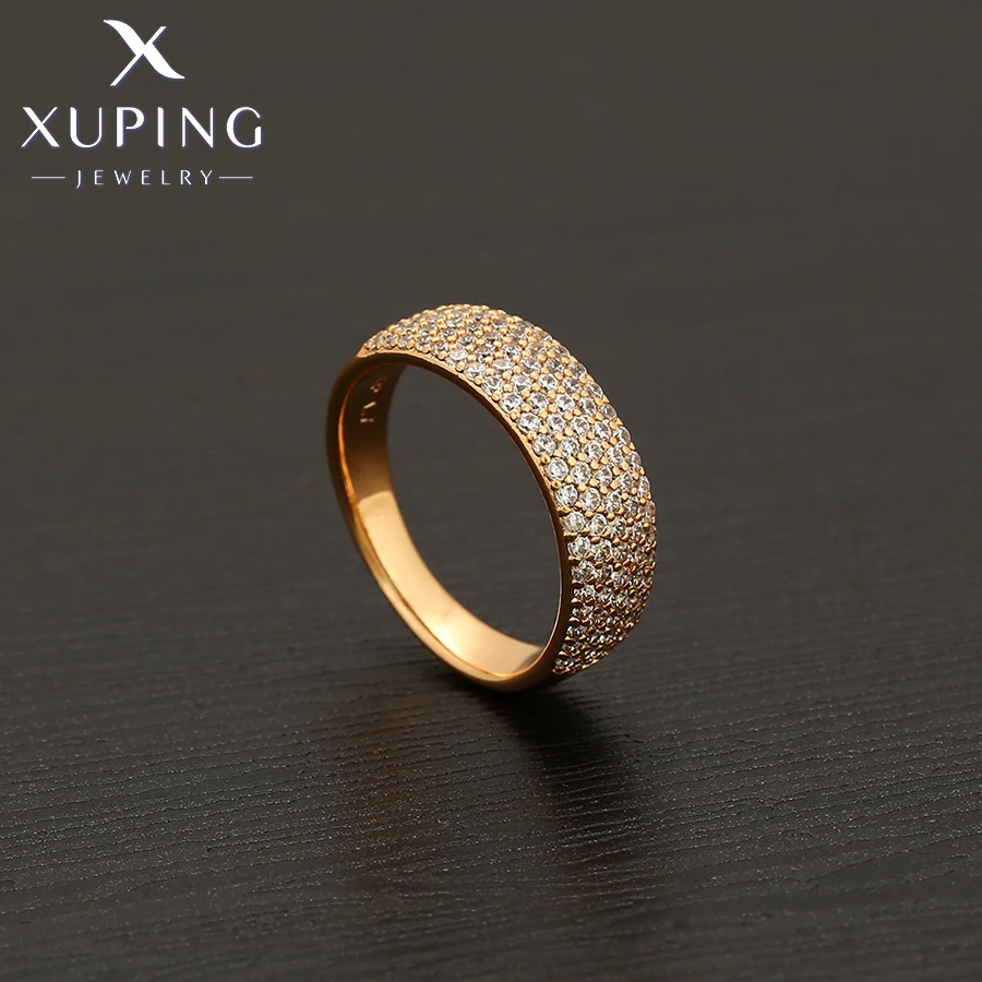 Xuping Jewelry Fashion кольцо Simple Inlayed Stone Charm Copper Alloy Round Gold Color Ring for Women Gifts X001011959