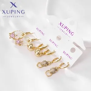 Xuping Jewelry Fashion кольцо Simple Inlayed Stone Charm Copper Alloy Round Gold Color Ring for Women Gifts X001011959