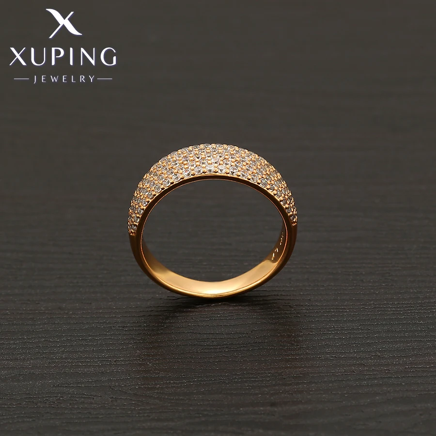 Xuping Jewelry Fashion кольцо Simple Inlayed Stone Charm Copper Alloy Round Gold Color Ring for Women Gifts X001011959