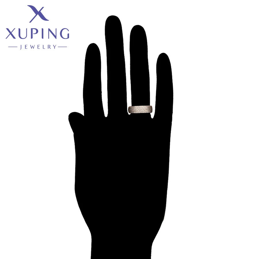 Xuping Jewelry Fashion кольцо Simple Inlayed Stone Charm Copper Alloy Round Gold Color Ring for Women Gifts X001011959