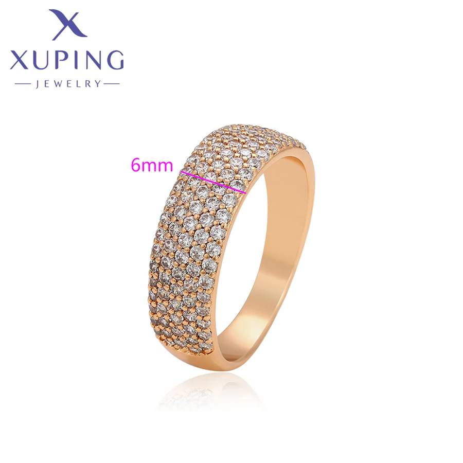 Xuping Jewelry Fashion кольцо Simple Inlayed Stone Charm Copper Alloy Round Gold Color Ring for Women Gifts X001011959