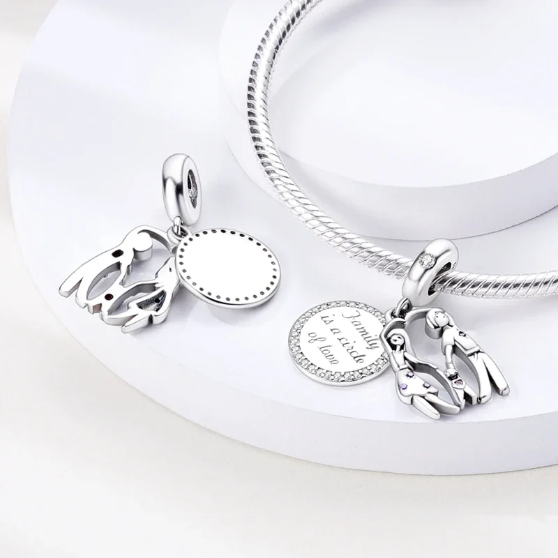 Romantic Valentine's Day Charms Pink Heart Rose Bear Charms Fit for 925 Silver Bracelet Necklace Women Anniversary‘s Gifts