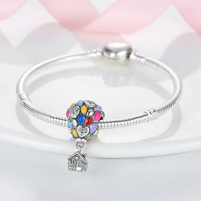 Romantic Valentine's Day Charms Pink Heart Rose Bear Charms Fit for 925 Silver Bracelet Necklace Women Anniversary‘s Gifts