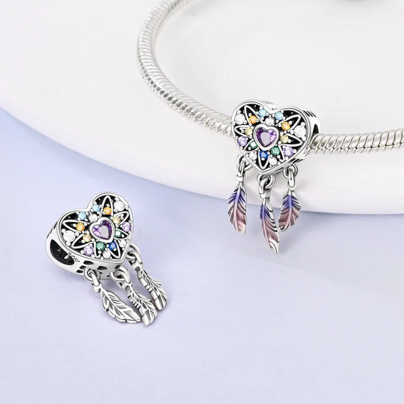 Romantic Valentine's Day Charms Pink Heart Rose Bear Charms Fit for 925 Silver Bracelet Necklace Women Anniversary‘s Gifts