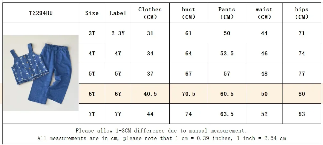Summer Kids Clothes Korean Version Fashion 3-7Y Girls Blue Imitation Denim Bow Print Sleeveless Tops+Pants 2 Pcs Set